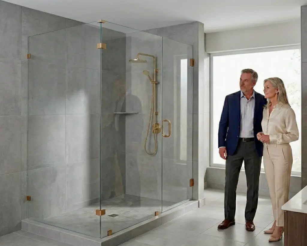 Custom Glass Shower Doors installed by ProActive for luxury home in Penticton and Kelowna